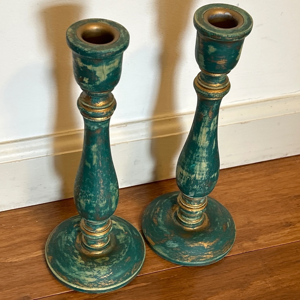 Green and Gold Candlesticks